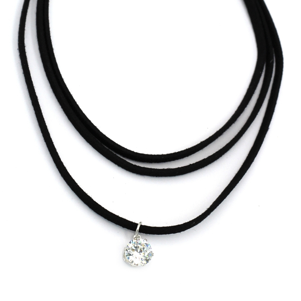 Fashion three-chain circle crystal pendant choker
